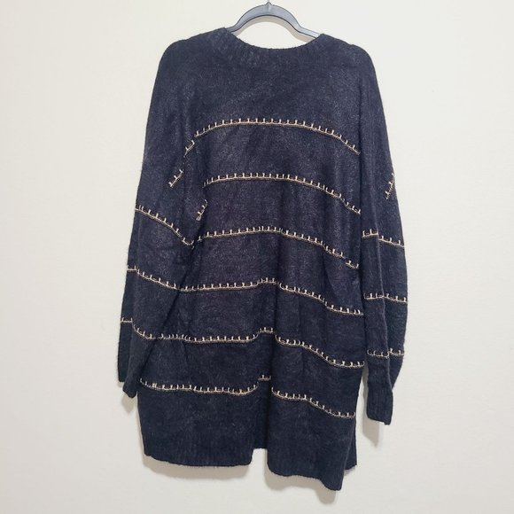 Torrid Lurex Striped Open Front Duster Cardigan Plus Size 3X Black MSRP … - Picture 2 of 6